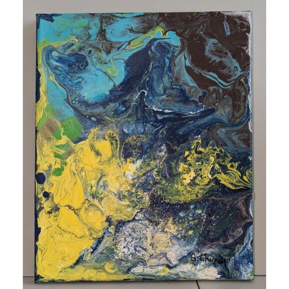 Abstract Acrylic Pour Painting On Canvas - Picture 3 of 9